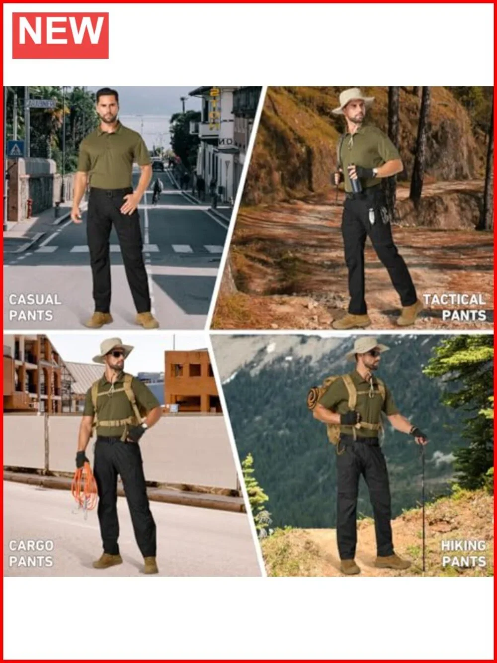 Men's Cargo Tactical Pants Cotton Polyester Ripstop Stretch BDU Outdoor Hiking